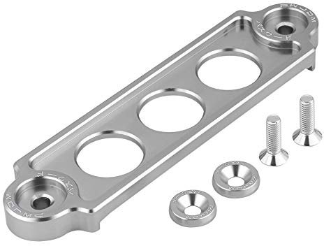 KIMISS JDM Battery Tie Down Car Battery Bracket Car Battery Mounting Bracket Heavy Duty Aluminum Car universal Battery Tie Down Bracket Hold Lock Anodized for CRX (Silver)