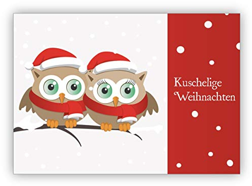 Kartenkaufrausch 1 Romantische Weihnachtskarte mit süßen Eulen: kuschelige Weihnachten • als liebevolle Weihnachtspost zum Jahreswechsel für Familie und Firma