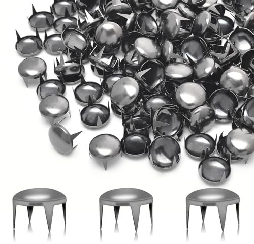 200 Stück 12 mm runde Kuppelnieten Spike Nieten Nagel Kopf Punk Rock DIY Leder Handwerk für Schuhe Kleidung Taschen Teile Dekoration (schwarz vernickelt)