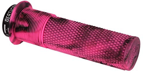 DeathGrip DMR MTB Mountain Bike Cycle handle bar grips - Marble Pink Flanged Lock on Thin Soft