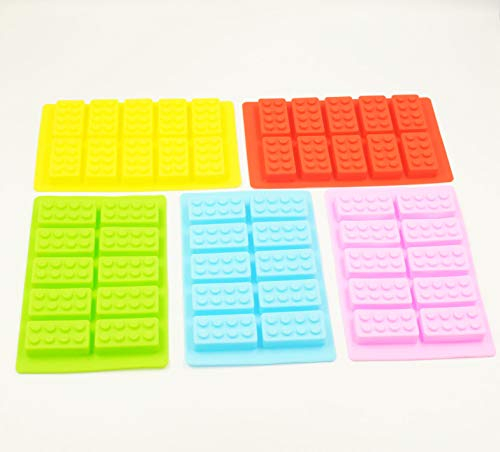 Selecto Bake Moules à glaçons en silicone en forme de briques de construction, moule à chocolat, moule à bonbons pour décoration de gâteaux, cupcakes de fête d'enfants, blocs anti-adhésifs