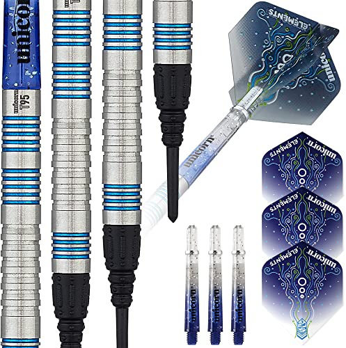 Unicorn Soft Tip Profi Darts Set | Core T95 Series Style 2 | 95% Tungsten Barrels with Blue Accents | 20g