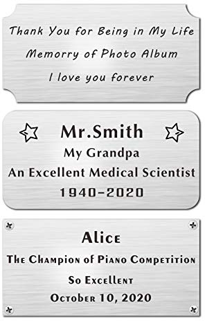 Personalized Name Plate, Trophy Plate Engraved, Custom Engraved Plate 2x4 | Laser Engraved Plaque, Brushed Stainless Steel Name Plate for Trophy ,Urns, Frames, with Adhesive Backing or Screws