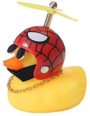 ZoliTime Anatra di Gomma Ornamenti Giocattolo Anatra Gialla Decorazioni per cruscotto per Auto Spremere Anatra Corna per Bicicletta Casco per elica