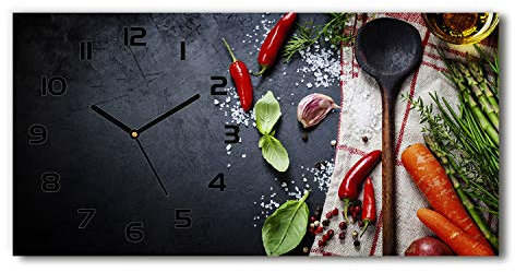 Tulup Wanduhr aus Glas 60x30 cm Glas Uhr Bild Glasuhr Gehärtetes Glas Küchenuhren - Schwarze Zeiger - Komponenten