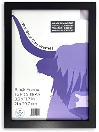 Black A4 Picture Frame For Art Print Poster Photo or Certificate