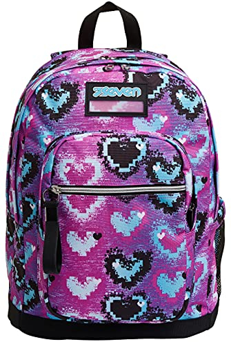 SEVEN Rucksack New FIT Glossy Girl Backpack für Schule, Uni & Freizeit, Geräumige Schultasche für Teenager, Mädchen und Jungen, mit Trinkflaschenfach, rosa, italienisches Design