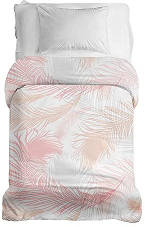 Gravity Gewichtsdecke Bezug - Schlaufen Bezugssystem mit Reißverschluss Baumwolle Deckenbezug für Erwachsene/Jugendliche Größe 135x200 cm Feder rosa beige weiß