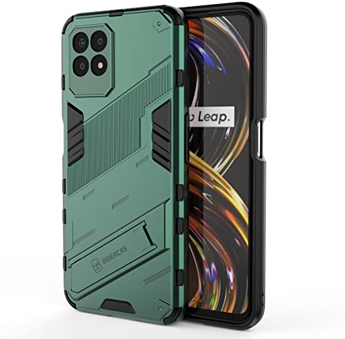 SEAHAI Funda para Realme 8i Estuche, Carcasa de Antigolpes [Rugged Armour] Soporte Plegable Oculto Silicona TPU Bumper Anti-Caída Case para Realme 8i - Verde