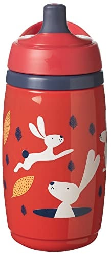 Tommee Tippee Superstar, Gourde Isotherme Sportee avec la Technologie INTELLIVALVE 100 % Étanche et Anti-Secousse et la Technologie Antibactérienne BACSHIELD, +12m, 266 ml, Rouge