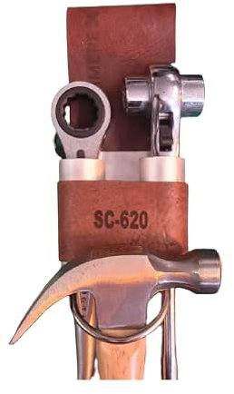 Trowel wallet Hammerex - Scaffolding Spanner And Claw Hammer Leather Tool Belt Holder, Brown, One Size