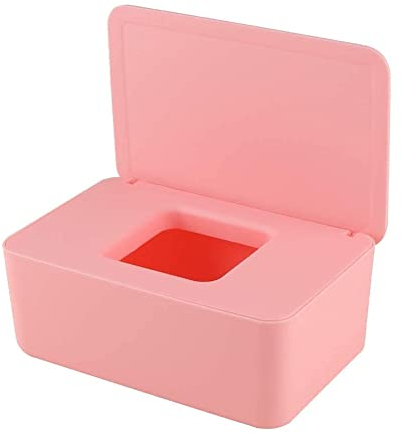 LATRAT Feuchttücher-Box, Aufbewahrungsbox für Feuchttücher, Kunststoff Feuchttücher Spender,Tücherbox, Spenderhalter mit Deckel für Zuhause und Büro (Rosa)