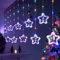 BLOOMWIN Lichterkettenvorhang Fenster Weihnachtsdeko, Sterne Lichtervorhang mit Weihnachtsschmuck, Weihnachtsbeleuchtung Fenster Lichterkette Innen 3m 8 Modi USB Bunt