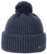 LIERYS Navigat Pudelmütze Damen/Herren - Strickmütze Made in Germany - Bommelmütze aus Schurwolle - Wollmütze mit Umschlag - Mütze Herbst/Winter - Wintermütze One Size 53-60 cm Denim One Size