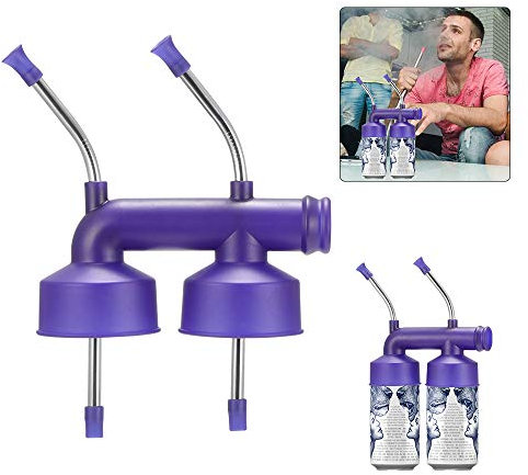Sparrow Angel Stainless steel straw Snorkel Dispenser Funnel Chug A Beer In 3 Seconds Flat For Beer KTV Bar House Parties Bachelor Party (Color : Double for can)