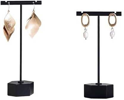 GISELA D Lot de 2 supports de boucles d'oreilles en T en métal doré pour spectacle, bijoux, boutiques en ligne, accessoires de photographie
