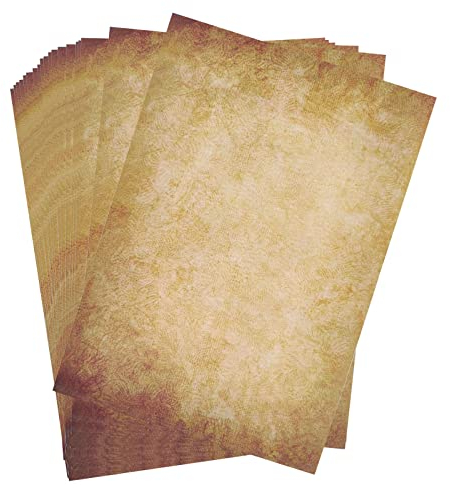 Peslogy 20 Sheets A4 Antique Vintage Style Stationary Paper Double Sided Old Aged Look Design Paper for DIY Printing Writing Certificates Calligraphy Scrapbooking Invitations - 100 GSM