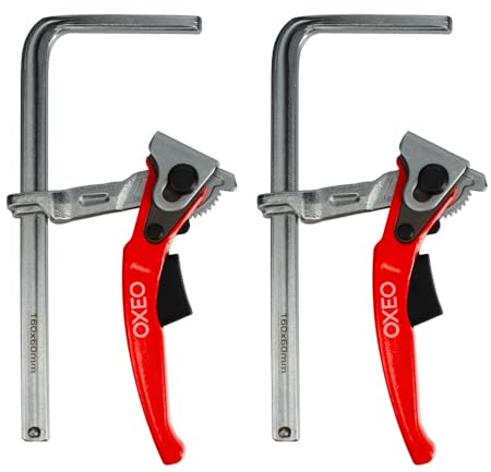 Serre joint à levier 160mm X2 - rapide adapté rail de guidage - Pince table à cliquet - Acier - Pour ponçage, coupe de précision