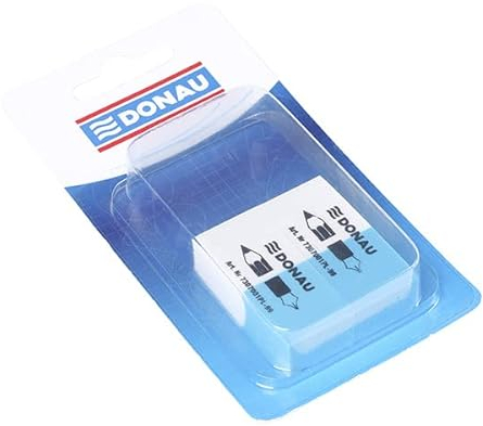 DONAU 7307001-99/2B Radiergummi / 2 Stück/Farbe: Weiße/Blau/Radierer für Bleistifte und Kugelschreiber/aus Hochwertigem Kautschuk/Hergestellt Beideseitig Verwendbar/ 41 x 18 x 11 mm