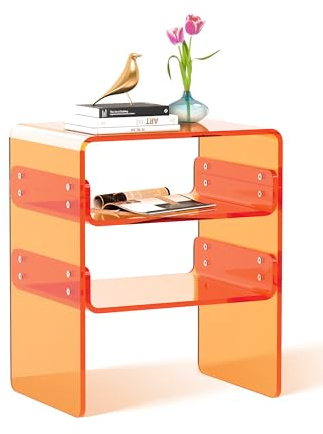 Klarer Acryl 3-stöckiger Beistelltisch/Nachttisch – Schlanke Aufbewahrung am Bett mit robustem Design, perfekt für Schlafzimmer, Wohnzimmer oder moderne Inneneinrichtungen – Ideal als Nachttisch oder