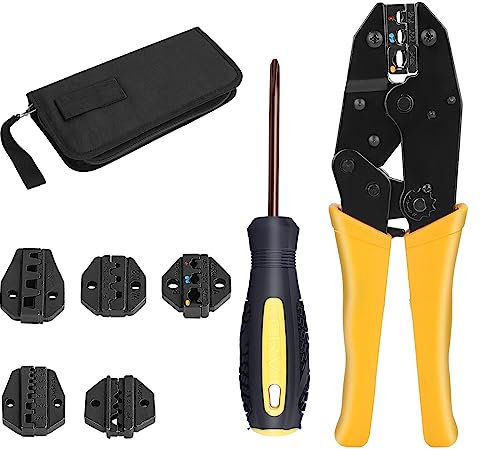 Holdfiturn Ratchet Crimper Professional Crimping Tool for Insulated Electrical Connectors