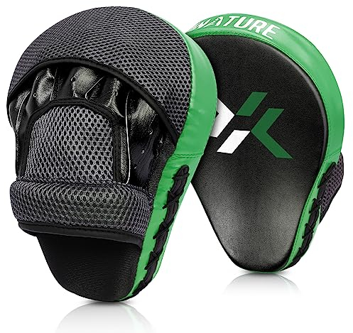 Pratzen Boxen mit hochwertiger Polsterung-1 Paar Kickboxen Boxpratzen für optimale Schlagdämpfung,Trainerpratzen Boxing Pad für Männer Frauen,Schlagkissen für Karate MMA Taekwondo Muay Thai-Dunkelgrün