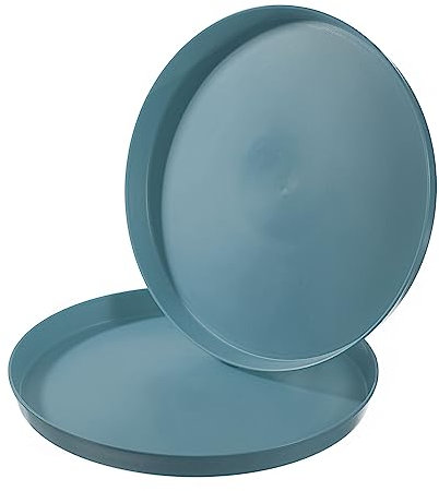 PATIKIL 11 Restaurant Serving Trays, 2 Pcs Round Non-Slip Food Service Tray Platter Reusable Plastic Fast Food Serving Tray for Bar Coffee Home Cafeteria Hotel, Blue