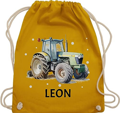 Turnbeutel Rucksack - Trecker Name I Trecker Fan I Traktor Geschenk personalisiert I Geschenk Landwirt - Unisize - Senfgelb - sporttasche kindergarten jungen stoffbeutel wechselkleidung traktoren
