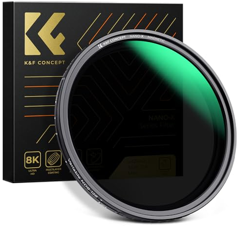 K&F Concept ND Filter 82mm Magnetischer Variabler Graufilter ND8-128 (3-7 Stop) Neutral Graufilter mit Magnetischer Objektivadapter, Nano-Xcel