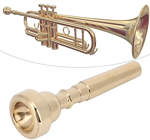 Trumpetmunstycke, 7C 5C 3C Trumpetmunstycke med Trumpetersättningstillbehör för Musikinstrument, Slitstarkt Snyggt Proffshorn i Mässing (Guld 5C)