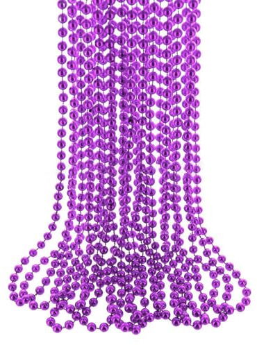 Wambere Lot de 5 colliers de perles multicolores en plastique des années 80 - 6 mm - Collier vintage pour fête, carnaval, Noël, anniversaire, fête à thème, festival, accessoire de costume - Doré