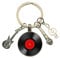 HADWAO Simple Classic Record Keychain Guitar Record Microphone Note Music Key Chain Music Symbol Key Ring Keyfob for Bag Purse Wallet Cellphone or Car Pendant