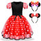 Herenear Déguisement Minnie Fille, Robe Minnie pour Enfants de 1 à 9 Ans, Costume Carnaval Princesse Enfant avec 2 Serre Tete Minnie, Bébé Robe Tutu Rose, Cosplay Fête d'anniversaire Costume (80)