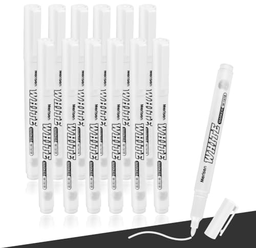 OFFCUP Pennarello Bianco, 12 Pezzi Marcatore a Vernice Lucida, Pennarello Indelebile Bianco Pennarelli Acrilici per Dipingere Sassi, Ceramica, Vetro, Legno, Tessuti, Metallo, Stoffa, Roccia