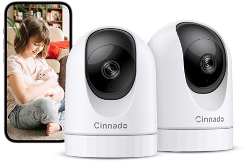 Cinnado 2K Indoor Security Camera with Alert for Pet/Cat/Nanny, D1 2Pack