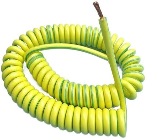 Aufgerollte KabelSpring Teleskop Spiralkabel 1PC Gelb/grün Frühling Spiralkabel Gelb-Grün Erdungskabel Single Core 20/18/17/15/13/11/9/7AWG Crimpable Kabel Kupferdraht Teleskopdraht (Größe: Str