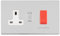 45A DP Oven Cooker Switch & Single 13A Switched Socket SCREWLESS POLISHED CHROME - Decorative Double Pole Appliance Wall Plate