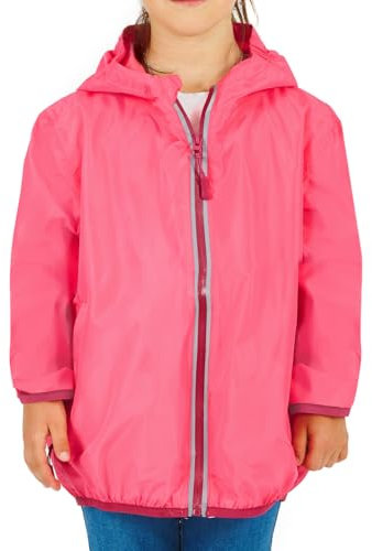PERLETTI Veste Imperméable Enfant 6 7 8 9 10 11 Ans - Veste Blouson de Pluie Fille Fillette Garçon avec Détails Réfléchissants - Manteau Coupe Vent Rose Bleu de Sport Outdoor (10/11 Ans, Rose)