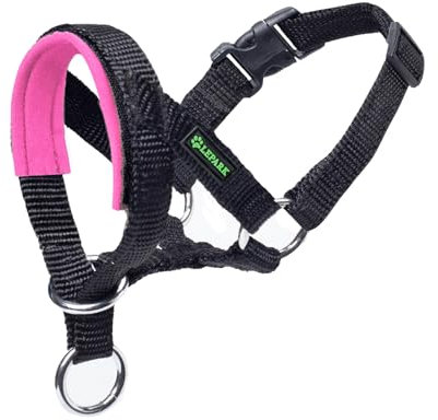 ILEPARK Collare per Testa di Cane con Tessuto Imbottito, Cavezza da Testa per Cane, Regolabile, Strumento di addestramento. (L,Rosa)