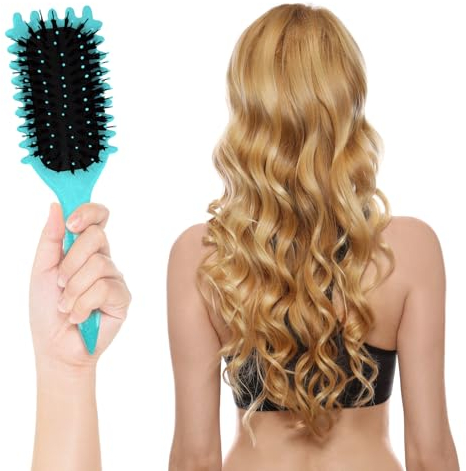 Curl Brush, Green Curl Defining Brush New Curly Hair Brush for Women Men Combing and Shaping, Hair Brush for Curly Hair Less Pulling…