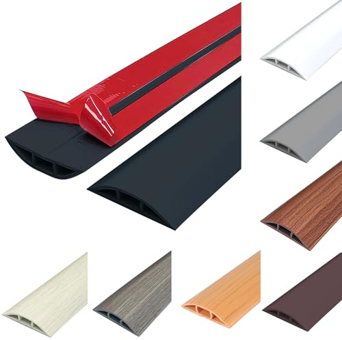 Floor Cable Protector, Flexible Cut to Size, PVC Cable Protection, Self-Adhesive Floor Cable Cover, Floor Cable Duct, Protects Cables and Prevents Tripping Hazards, 50 mm x 3 m, Black