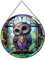 Payutou BaBy Owl Suncatcher Stained Glass,Hanging Stained Glass for Windows for Animal Lovers,20cm/7.87inch Hand-Painted Sun Catcher Garden Hangings Ornaments Halloween Fall Christmas Decor for Home