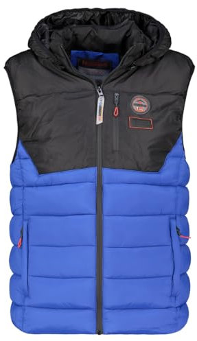 Geographical Norway Vatilo Men Veste Coupe Vent Homme Outdoor - Blouson Deperlant Manches Longues Hommes - Manteau Pluie Randonnee Saison Printemps Ete Automne Hiver (Bleu Royal Noir XL)