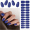 EBANKU 24PCS Ongles Autocollants Adhesif, Bleu Foncé Faux Ongle Autocollant Semi Durci UV, Autocollant Ongle Gel pour Ongles UV/LED Lamp Required Bandes de Vernis à Ongles en Gel