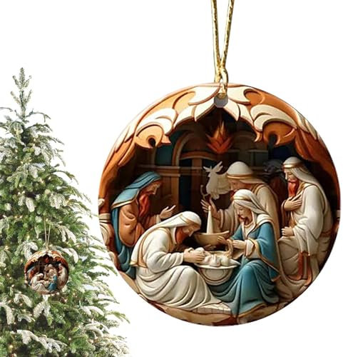 Gwtdtoad Jesus Krippen Ornament Acryl Krippe Schmuck Anhänger Christbaumschmuck Miniatur Krippenfiguren Figuren Krippe Anhänger Für Den Weihnachtsbaum, Zuhause Und Büro 8 cm
