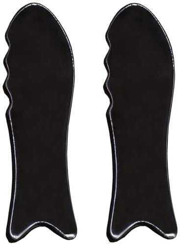 Xrten Guasha Massage-Werkzeugbrett Fischform,2 Stück Horn Gua Sha Schaber,Büffelhorn Gua Sha Schaber Massagewerkzeug Schönheitswerkzeug Hautpflege für SPA Gesichtspflege Anti-Aging Trigger