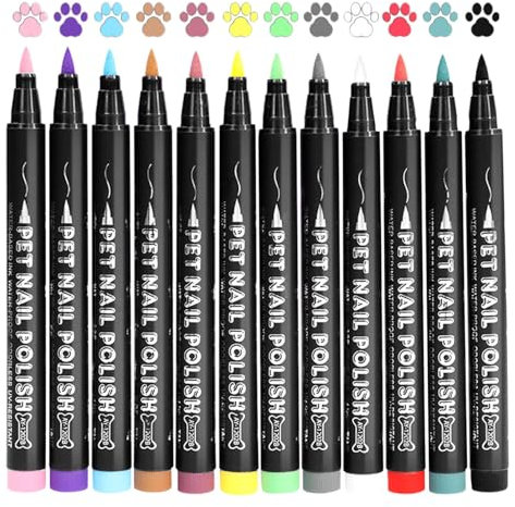 Neamou Dog Nail Polish | Creative Nail Polish Pens | Dog Safe Paint For Nails, Vibrant 12 Colors Quick Dry Pet Safe Nail Polish For Dogs, Cats Pets Nail Beauty