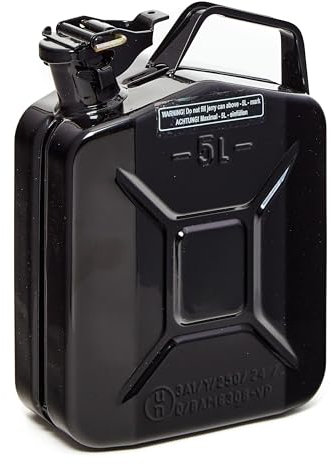 BW Jerrican en métal pour essence 5 l Noir RAL 9005 Certifié TÜV et homologation ONU Fabriqué en Europe