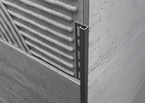MINUTA PROFILI Profilo Angolare Acciaio Inox Per Qualsiasi Ambiente Profilo Per Pavimenti Resistente Profili In Acciaio Per Piastrelle Nero Opaco Angolo Quadro Barra 2,5 M Facile Installazione (12 MM)