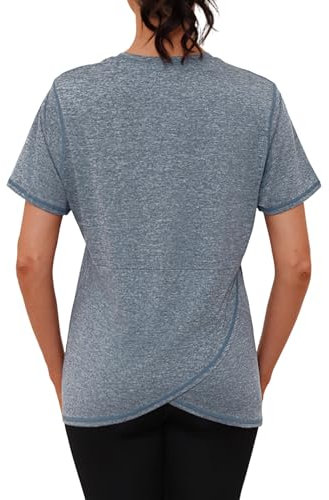 Gyabnw Sport Shirt Kurzärmelig Rundhals Rücken überkreuzt Leicht Feuchtigkeitsableitend Lockere Sport Yoga Oberteile